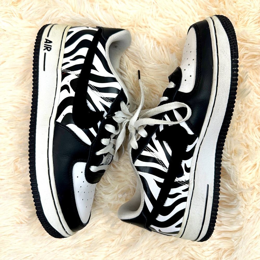 Nike Air Force 1 Low 'Zebra Print' CU4687-100, Youth Boys size 6.5 - Picture 2 of 8